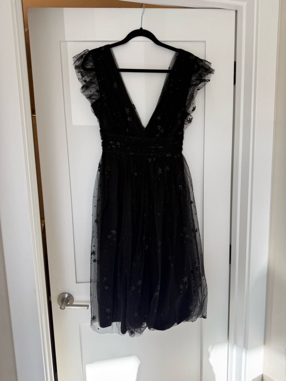 Soieblu Black Star-Embellished V-Neck Midi Dress